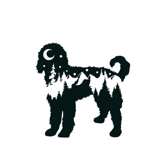 Adventure Doodle Decal, Doodle bumper sticker, dog mom, PNW dog sticker, permanent decal/bumper sticker