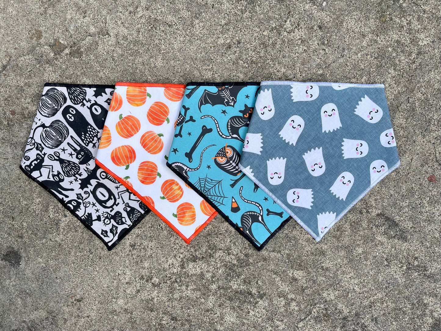 Spooky Friends Halloween Dog Bandana // Halloween Dog Bandana // October Autumn Dog Bandana // Snap on Dog Bandana