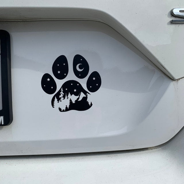 Adventure Dog decal, PNW Paw Print nature bumper sticker, dog mom, dog sticker, permanent decal/bumper sticker, nature decal, PNW