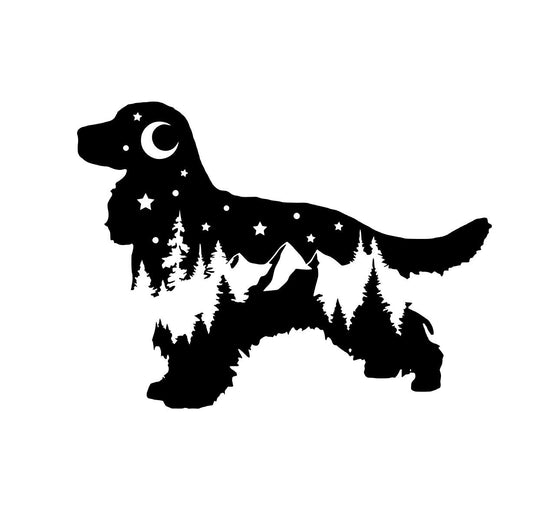 Adventure Cocker Spaniel decal, Cocker Spaniel nature bumper sticker, dog sticker, decal/bumper sticker, Spaniel decal, PNW