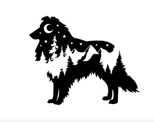 Adventure Rough Collie, Rough Collie Dog nature bumper sticker, dog mom, dog sticker, Collie decal, PNW, Rough Collie