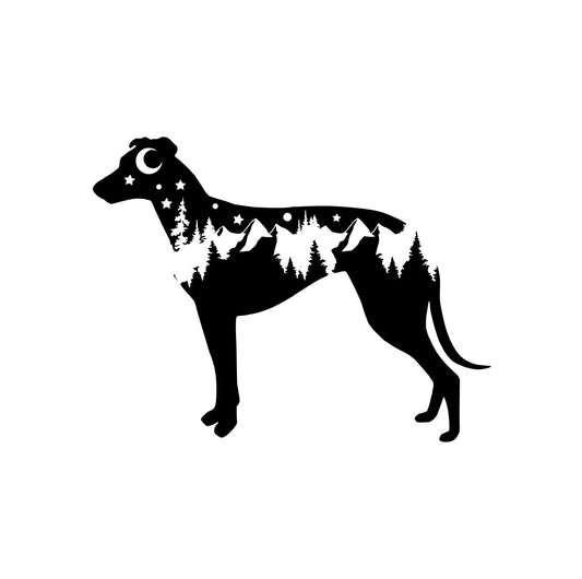 Adventure Grey Hound decal, Greyhound nature bumper sticker, dog sticker, decal/bumper sticker, Grey Hound decal, PNW, Italian Greyhound