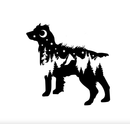 Adventure Cocker Spaniel x Cavalier, decal, Cocker Cavalier Mix nature bumper sticker, dog sticker, decal/bumper sticker, Spaniel decal, PNW