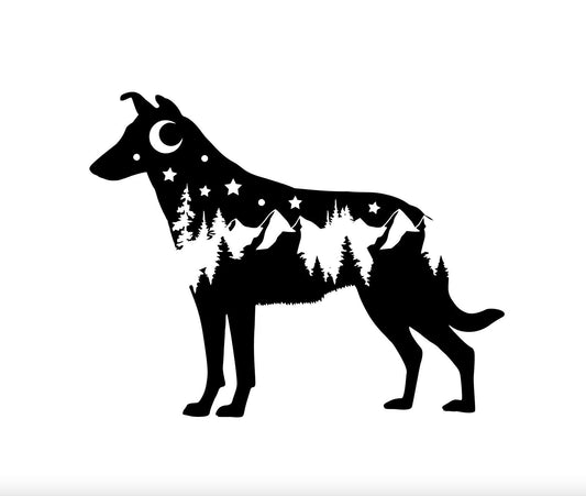 Adventure Smooth Collie decal, Collie nature bumper sticker, dog sticker, permanent decal/bumper sticker, Smooth Collie decal, PNW