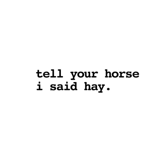 Tell Your Horse I said Hay vehicle decal, tell your horse I said hay bumper sticker, horse decal, horse humour sticker, horse lover, cowgirl