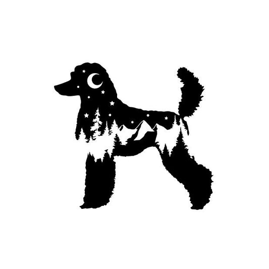 Adventure Standard Poodle decal, Poodle nature bumper sticker, dog sticker, permanent decal/bumper sticker, Poodle decal, PNW