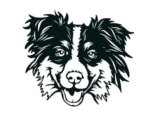 Tri-colored Australian Shepherd face decal, Aussie face bumper sticker, dog mom, dog sticker, permanent decal/bumper sticker, shepherd decal