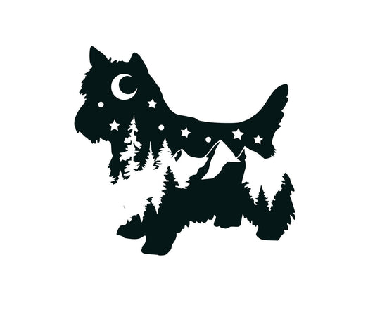 West Highland Terrier decal, Westie nature bumper sticker, dog mom, dog sticker, permanent decal/bumper sticker, westie decal, PNW