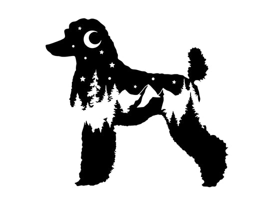 Adventure Standard Poodle Docked Tail decal, Poodle nature bumper sticker, dog sticker, permanent decal/bumper sticker, Poodle decal, PNW