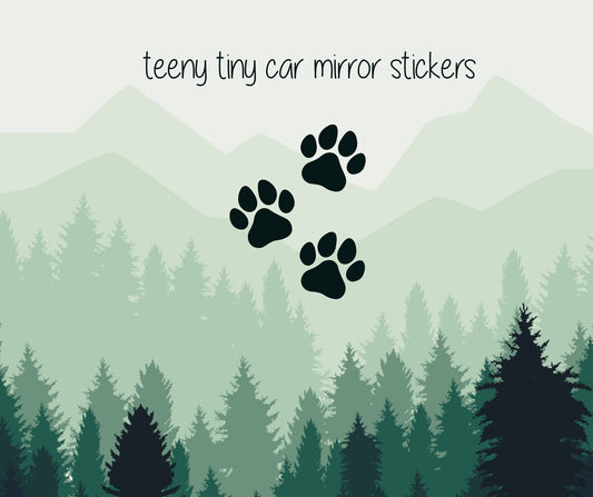 Tiny Dog Paw Print Decal for rearview mirror, side mirror tiny dog paw print decal, car mirror tiny cat paw print decal, tiny cat paw print