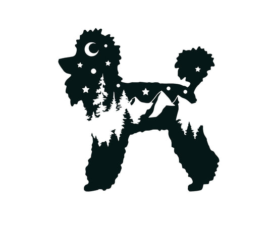 Adventure Mini Poodle decal, Poodle nature bumper sticker, dog sticker, permanent decal/bumper sticker, Poodle decal, PNW