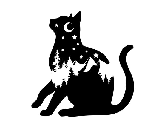 Adventure cat decal, Short Haired Cat nature bumper sticker, cat mom, cat sticker, permanent decal/bumper sticker, kitty decal, PNW