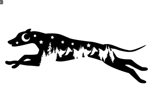 Adventure Whippet decal, Jumping Whippet nature bumper sticker, dog sticker, decal/bumper sticker, Whippet decal, PNW, Greyhound