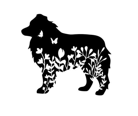 Wildflower Australian shpherd decal, PNW Aussie sticker, dog mom, dog sticker, permanent decal/bumper sticker, nature decal, wildflower