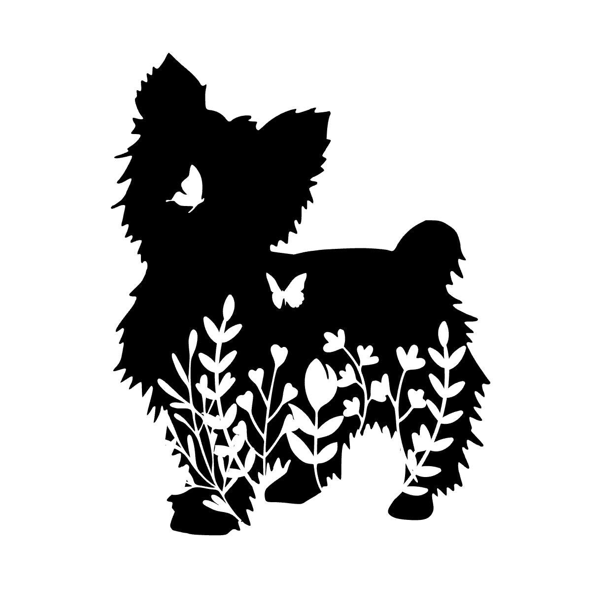 Wildflower Yorkie decal, Yorkshire Terrier nature bumper sticker, dog mom, dog sticker, permanent decal/bumper sticker, Yorkie decal, PNW